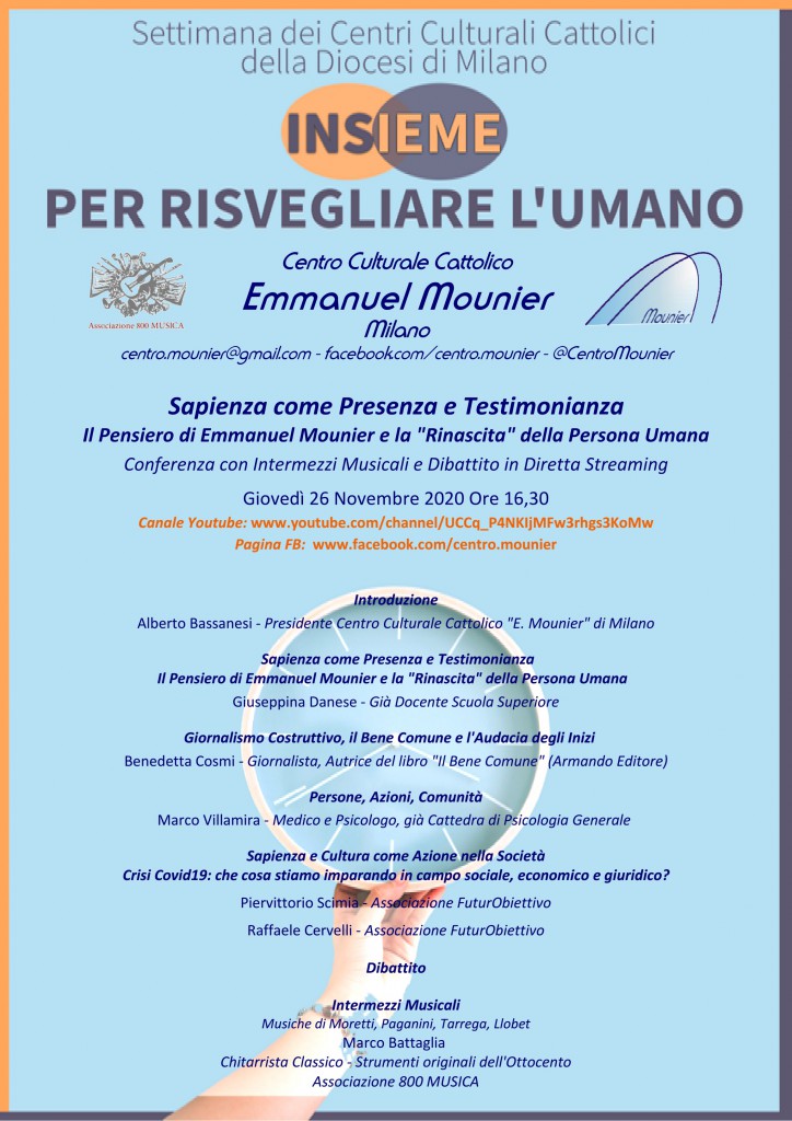 Mounier - Locandina - Sapienza come Presenza e Testimonianza - 26-11-2020 - 16,30